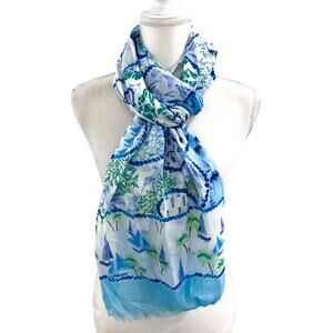 Talbots Nautical Sailboat Gauze Scarf